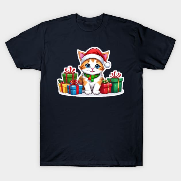 Cat christmas and gift christmas T-Shirt by AchioSHan